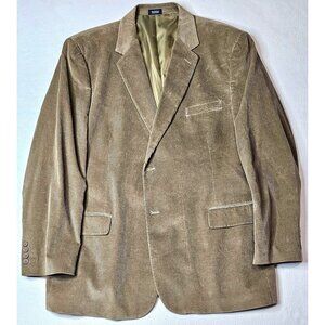 Mens Saddlebred Tan Corduroy Blazer Jacket 50R 100% Cotton Shell Button Closure